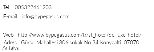By Pegasus Deluxe Otel telefon numaralar, faks, e-mail, posta adresi ve iletiim bilgileri